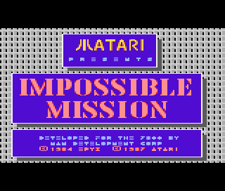 Impossible Mission title screen for Atari 7800